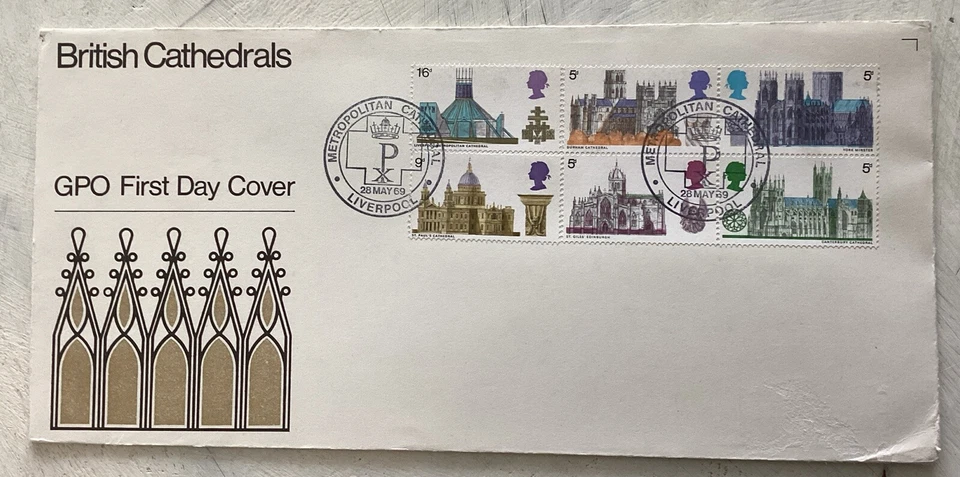 GB QEII 1969 Cathedrals GPO FDC Metropolitan Cathedral Liverpool Cat £30+ - Image 1 of 4