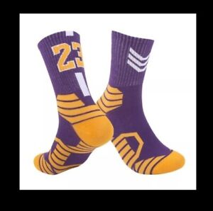 1 Pair NEW #23 LEBRON JAMES Socks LA Lakers Los Angeles Adult NBA Basketball