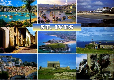 Postcard St. Ives Comwall Corninsh Town Fishing Harbour Picturesque Rocky Coast - Image 1 of 4