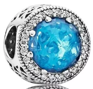 Pandora strahlende Herzen Charm - himmelblau kristallklar & klar CZ - 791725 NBS - Bild 1 von 1