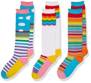 Little Girl's Colorful Rainbow Knee High Socks 3 Pair Pack Sockshosiery Rainb... - Picture 1 of 5
