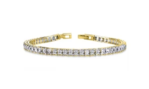 Womens & Girls 3MM Square Cubic Zirconia Tennis Bracelet - Rhodium Plated- 7.5" - Picture 1 of 10
