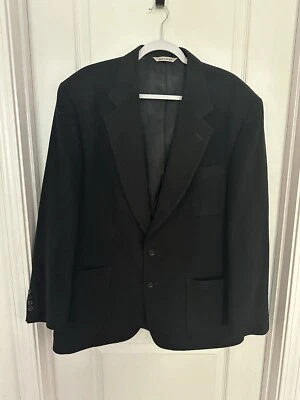 AKA Eddie Bauer Black 100% Camel Hair 2 Button Sport Coat Blazer Mens 44R - Image 1 of 4