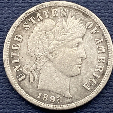 1893 S Barber Dime 10c Better Grade XF Details #54668 Cover