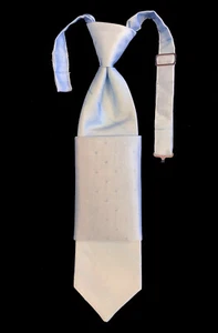 Boys Light Blue Tie and Pocket Square Set Hanky Pre-Tied Wedding Ring Bearer - Picture 1 of 1