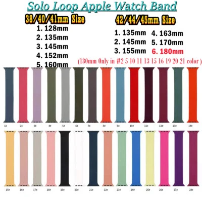 Cinturino in silicone 28 colori 10 misure Solo Loop per Apple Watch serie 7 6 5 4 3