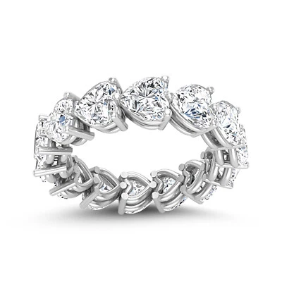 Heart Shape Full Eternity Wedding Band for Women 14k White Gold Over 6.25 CT CZ - Image 1 of 4