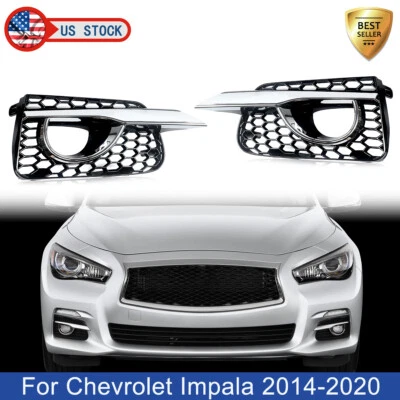 Chrome Black Fog Light Cover Grille Trim Bezel For Infiniti Q50 Base 2014-2017 Foto 1 de 4