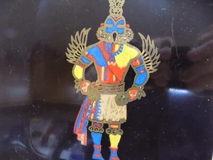 VTG COUROC Monterey HOPI HUMMINGBIRD KACHINA DANCE Inlaid 6x7" Serving Tray USA - Picture 1 of 6