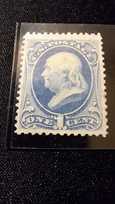 Estampillas de Estados Unidos, Scott #156 Ultramarine, 1 centavo, M/NG, Franklin, perf 12, 1873 Foto 1 de 2