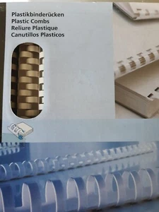 14mm White 21 ring Renz Plastic Comb binding elements ROUND box of 100 NEW - Picture 1 of 4