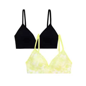 Wonder Nation Girls SIZE 34 Bra, 2 Pack Seamless Molded Cup Light Lime / black - Picture 1 of 6