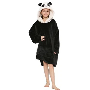 Kids Girls Boys Oversized Hoodie Panda Super Soft Snuggle Warm Fleece Blanket  - Picture 1 of 6