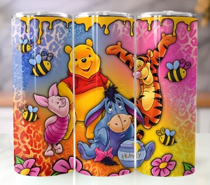 Winnie the Pooh Colorful 20oz Insulated Tumbler with Straw - Stainless Steel Mug - Picture 1 of 10
