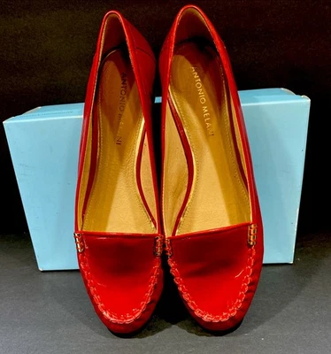 Zapatos Mocasines Antonio Melani Rojo Arlene Talla 9 Cuero Superior y Forro Dominicano  Foto 1 de 4