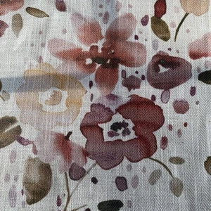 Regal Screen Print Floral Fabric Upholstery 1.5 Yds Off White Purple Red Green - Picture 1 of 6