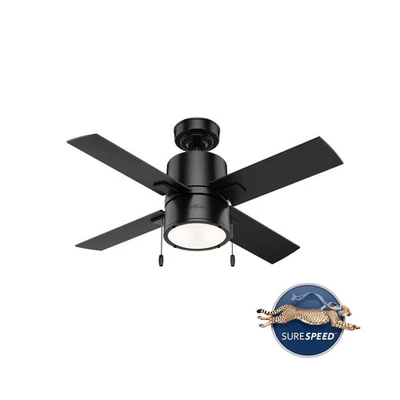 Ventilador de techo Hunter Fan Beck 42 pulgadas negro mate/gris nogal Foto 1 de 4