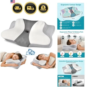 Cuscino Collo Memory Foam Cuscino Cervicale per Collo Sollievo Dolore Traversine Laterali - Foto 1 di 9