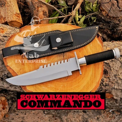 Cuchillo de comando LS1 hecho a mano D2 réplica de película de acero cuchillo Bowie con funda Foto 1 de 4