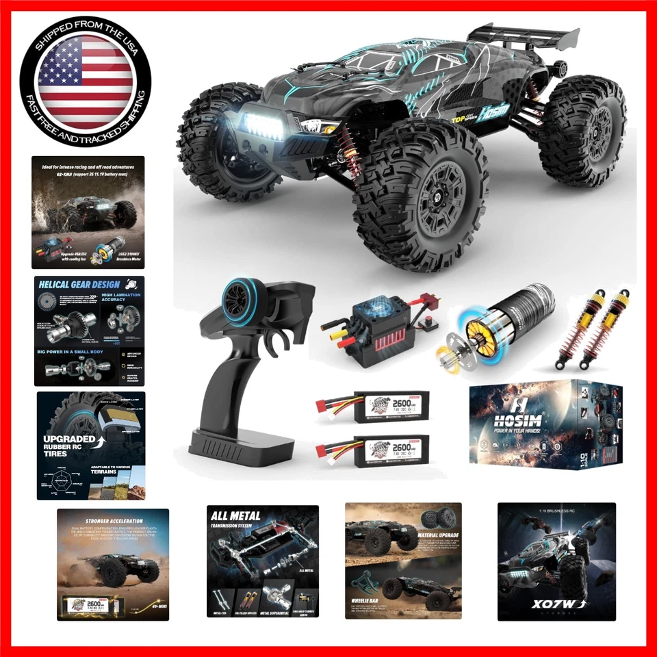 Coche de radiocontrol sin escobillas con control de precisión 68 km/h para emociones todoterreno de alta velocidad Foto 1 de 4