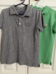 Lot of 2 - Jcrew Crewcuts Boys Short Sleeve Polo Shirts, Size 6-7, Green & Gray - Picture 1 of 14