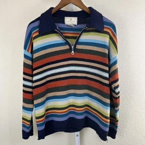Maglione maglia vintage Express Tricot 1/4 zip media anni 90 arcobaleno kidcore pescatore - Foto 1 di 3