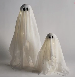 Neu POTTERY BARN beleuchtete Halloween Geister 2er Set - klein & mittel NEU - Bild 1 von 2
