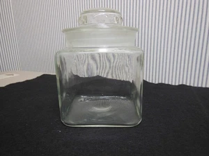 Vintage Clear Apothecary Jar Glass Candy Jar w Ground Lid, 7” Tall #2 - Picture 1 of 6