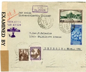 Vatican City Sc#C1,#25,#32,#71-CITTA`DEL VATICANO POSTA AEREA-7/1/42-WWII CENSOR - Picture 1 of 4