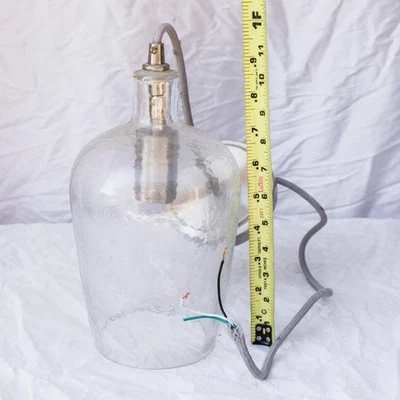 Brushed Nickel Country Cottage Mini Clear Glass Bell Pendant - Image 1 of 3