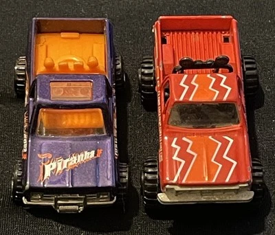 Lote de camionetas pickup 4x4 vintage 1977 Hot Wheels azul y naranja Piranha & Road Champs Foto 1 de 4