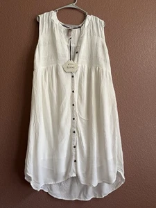 Knox Rose Women's White Sleeveless Smocked Button-Down Dress Rayon Size XL - Picture 1 of 9