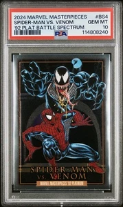 2024 Marvel Masterpieces 92 Platinum #BS4 Spider-Man Vs Venom Battle PSA 10 ๐ - Picture 1 of 2