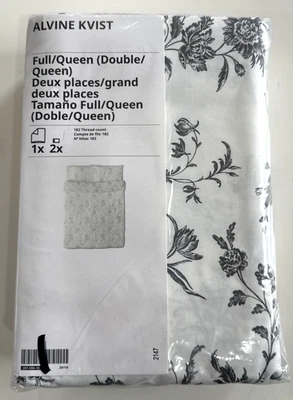 Ikea ALVINE KVIST Full/Queen Duvet cover and 2 pillowcases white/gray NEW - Image 1 of 4