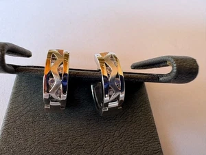 Sterling Silber 1/2" Creolen mit Zirkonia Steinen - Bild 1 von 6