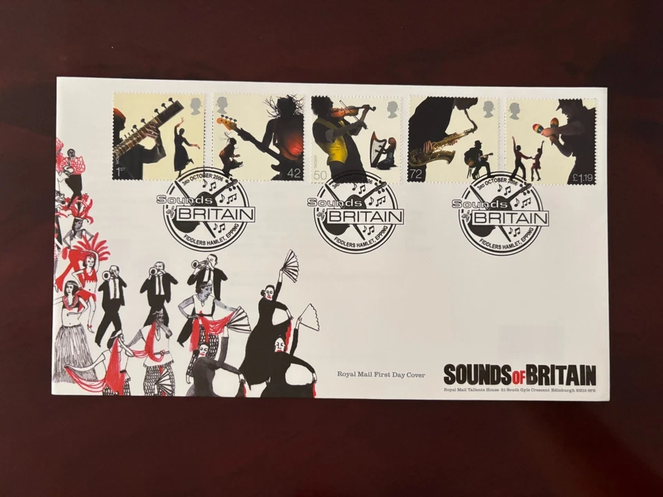 Reino Unido 2006 - Sellos Sounds of Britain FDC Fiddlers Hamlet, Epping Foto 1 de 1