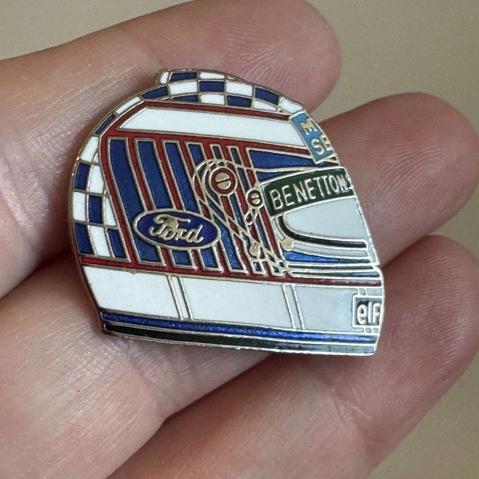 Vtg JJ Lehto Benetton Ford Elf F1 Racing Helmet Logo Lapel Pin Formula 1 RARE - Image 1 of 3