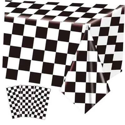 Pack Manteles a Cuadros Blanco y Negro Manteles Temáticos Coche de Carreras para 3 Foto 1 de 4