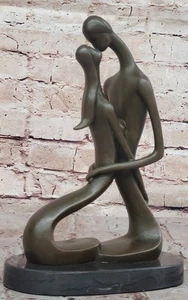 Art Deco Modern Bronze Sculpture Statue Figure Abstract Couple Loved Family Gift - Picture 1 of 10