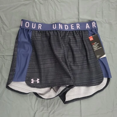 Under Armour Shorts Womens Small Loose Heat Gear Mid Rise Pull On Purple Gray * - Image 1 of 4
