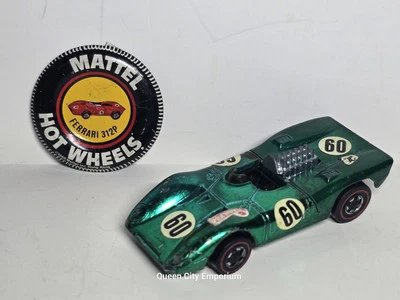 Vintage Hot Wheels Redline Green Ferrari 312 P with Original Button USA Version  - Image 1 of 4
