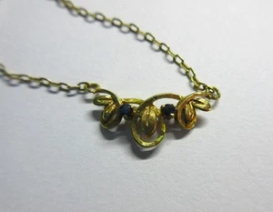 Vintage Solid 9ct, 9K GOLD & SAPPHIRE Set 16" long PENDANT NECKLACE, CHAIN - Picture 1 of 5