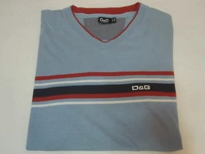 Vintage D&G Dolce & Gabbana "Rare" V-Neck Shirt w/ Minor Stains (Blue | Large) - Picture 1 of 23