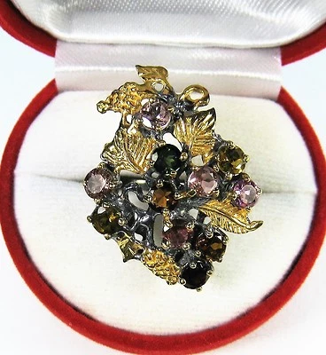 ANILLO DE TURMALINA DE LUJO 3,51 CTW talla 8 DOS TONOS RODIO/ORO 14k chapado en plata 925 Foto 1 de 4