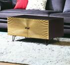 Black Coffee Table With Gold Doors Living Room Modern Furniture With Storage Uk