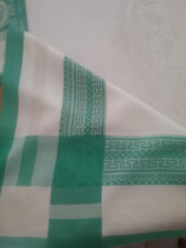 JADE GREEN & IVORY Retro Vintage Tablecloth with Pagoda Design Self Embossed