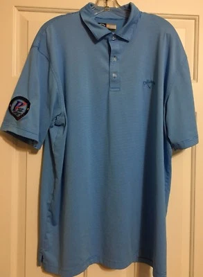 Men's Callaway size XL blue white striped short sleeve golf opti-dri shirt - Image 1 of 4