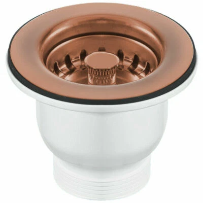 Taps2Traps™ 85mm Copper Belfast Kitchen Sink Basket Strainer Waste For 60mm Hole