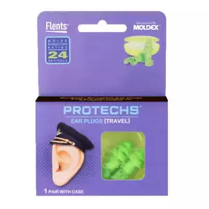 Flents Protechs Travel Ear Plugs Noise Reduction 24 Fit 1 Pair w/ Case 3 Pack - Picture 1 of 5