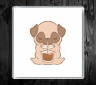 Coaster Cute Pug Dog Acrylic Coffee Tea Drink Cup Mat Gift Present Artwork UK